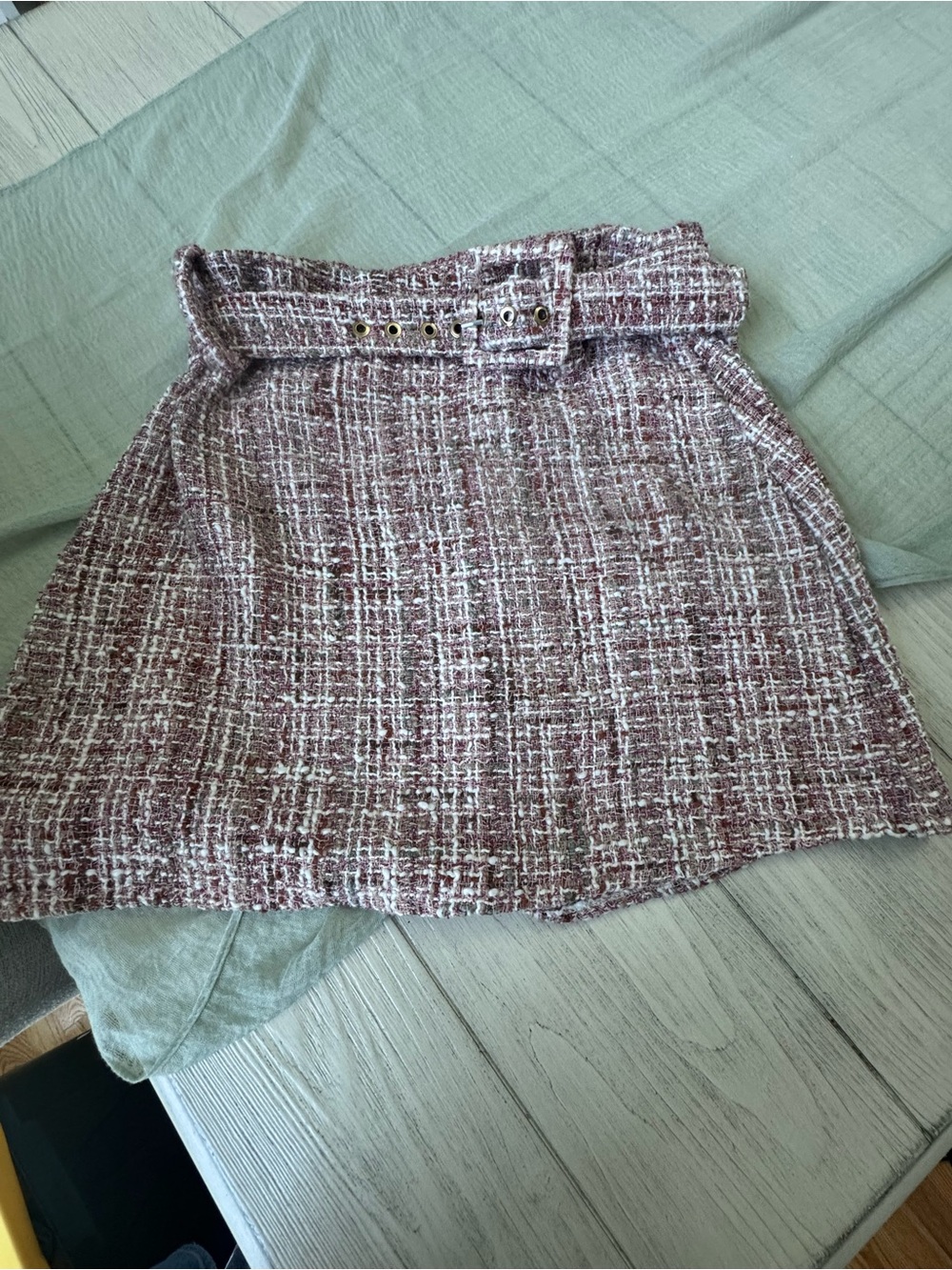 Forever 21 Pink Tweed Belted Mini Skirt